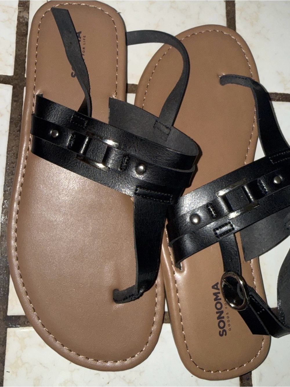 Sonoma Black Strappy Toe-Ring Women's Sandals